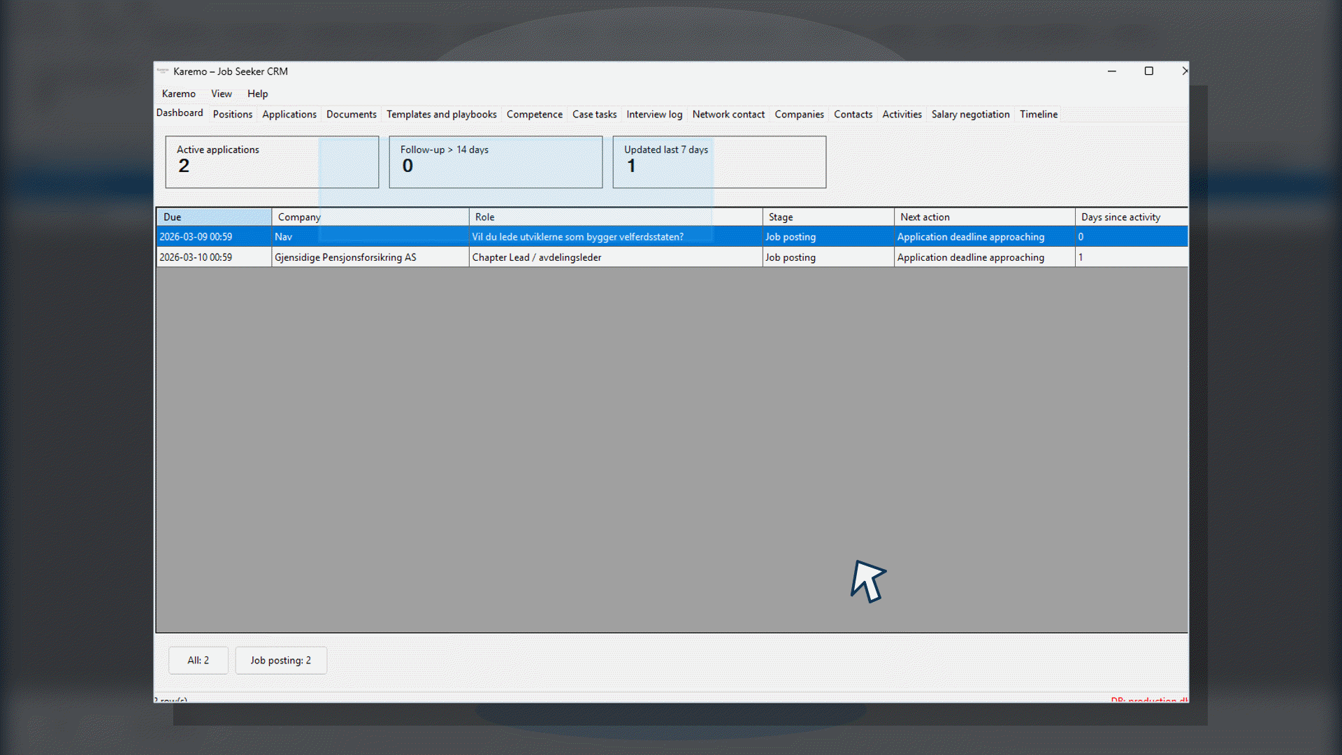 Short 1080p animation of the Karemo dashboard in use